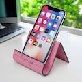 Leather phone stand for desk, personalized iphone holder, tablet stand in multiple colors. Engraved ipad gift for her, iphone stand
