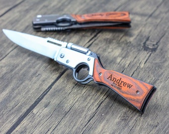 Personalized knife, Knife with LED, pocket knife, engraved knife, folding knife, gift for him, groomsmen gifts, groomsmen knives, knife