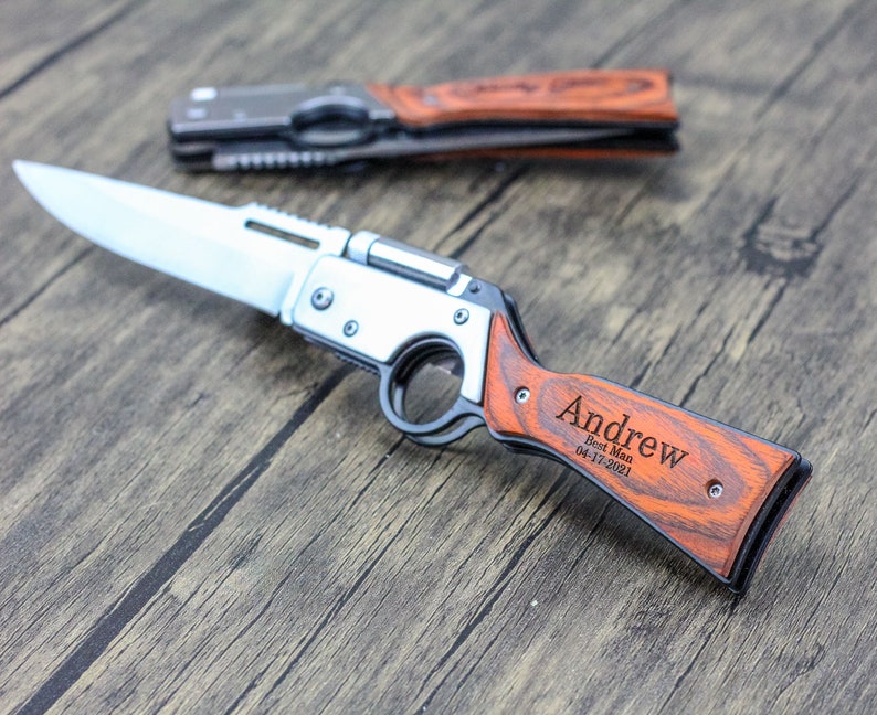 Personalized knife, Knife with LED, pocket knife, engraved knife, folding knife, gift for him, groomsmen gifts, groomsmen knives, knife 