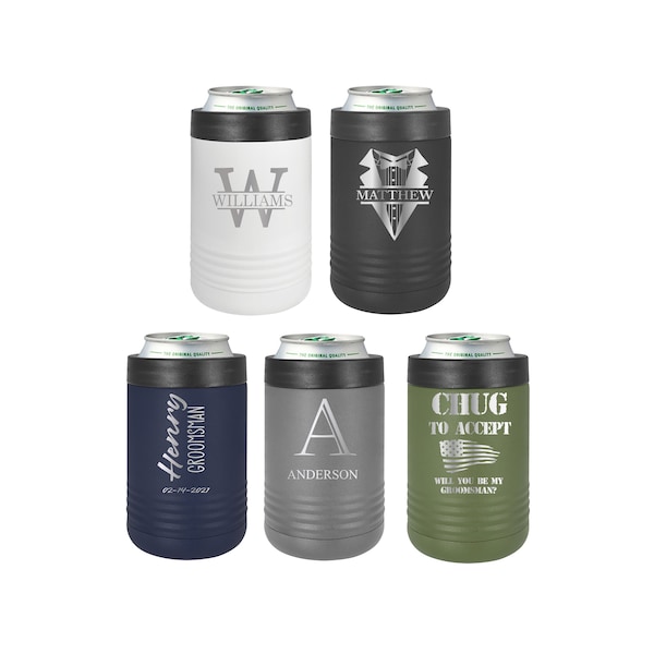 Personalized Stainless Steel Can Cooler Engraved Tumbler, Groomsmen Gifts, Groomsmen Proposal, Beer Can Holder, Bachelor Party Gift for him