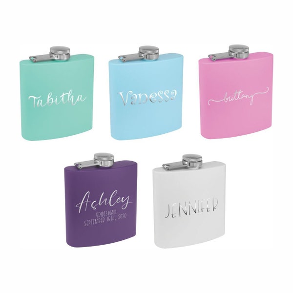 Flask for Women, Bridesmaid Gift, Custom Flask, Personalized Flask, Engraved Flask, Hip Flask, Travel Flask, Gift For Women, Maid of Honor