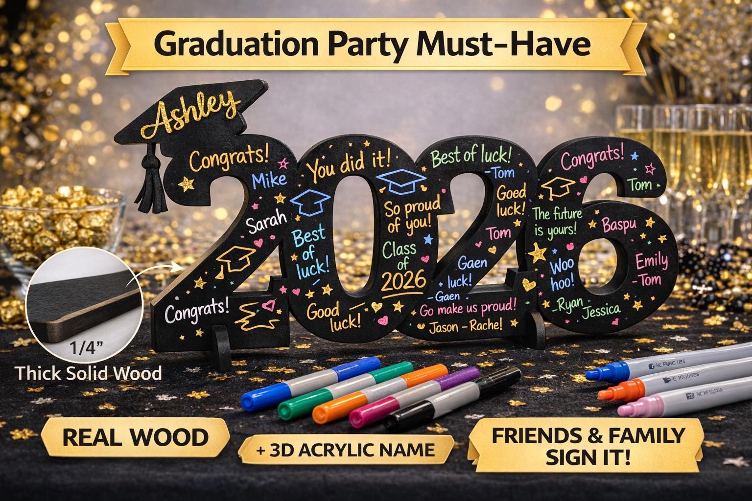 Personalized Class of 2026 Graduation Sign, Graduation Party Guest Book ...