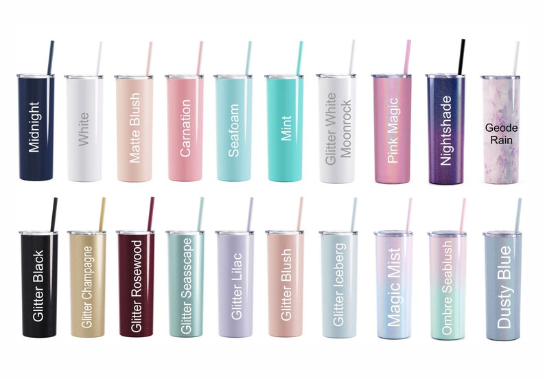 Personalized Skinny Tumbler With Straw Engraved 20oz Tumbler Etsy