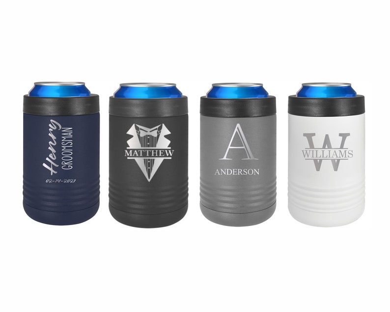 Personalized Stainless Steel Can Cooler Engraved Tumbler, Groomsmen Gift, Groomsmen Proposal, Beer Can Holder, Bachelor Party Gift for him 
