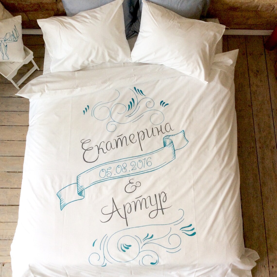 Personalisierte Hochzeit Bettwäsche Set König QueenSize Etsy.de
