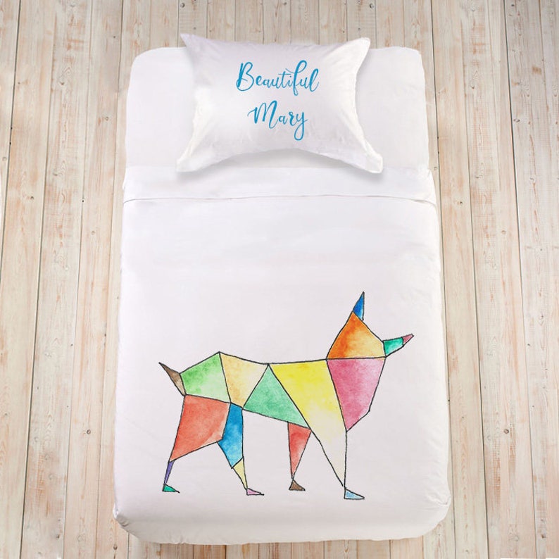 Woodland Animal Nursery Bedding Kids Set Custom Bed Linen Full Duvet Cover Toddler Wolf Watercolor