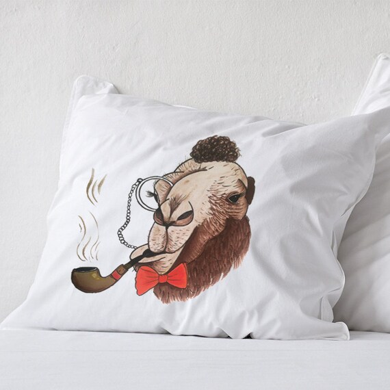 Hand Painted Pillowcase With Camel Designer Bedding Creative Etsy