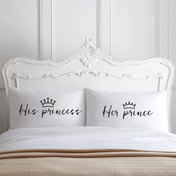 2nd Anniversary Gift For Couple Pillow Cases His Princess Etsy
