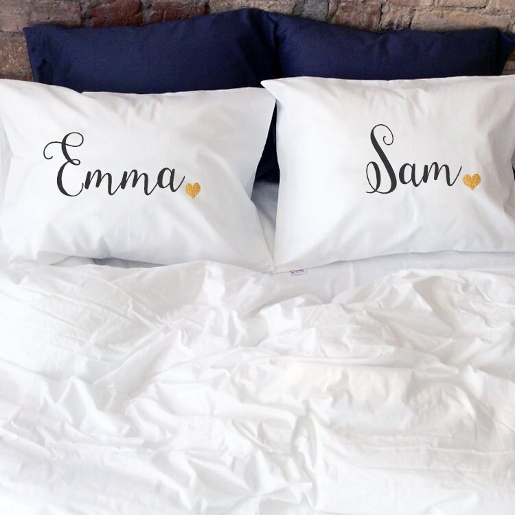Pillowcases Personalized Name couple 1st 2nd year cotton Etsy