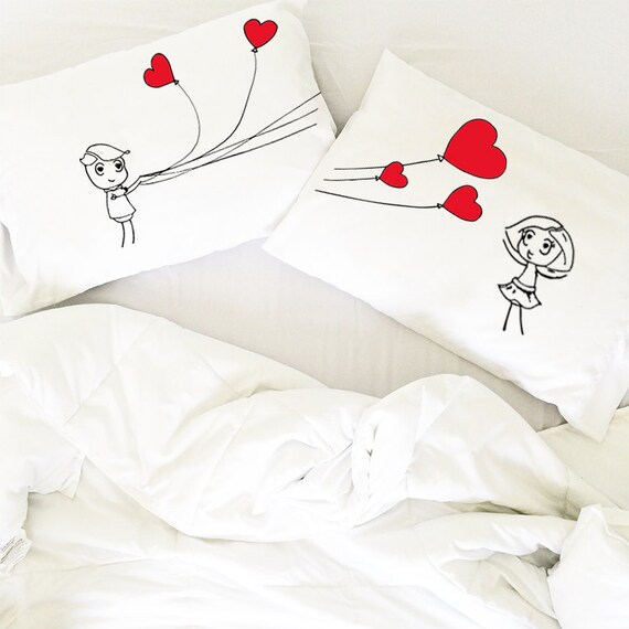 Hand Painted Pillowcase Anniversary Gift Romantic Pillow Etsy