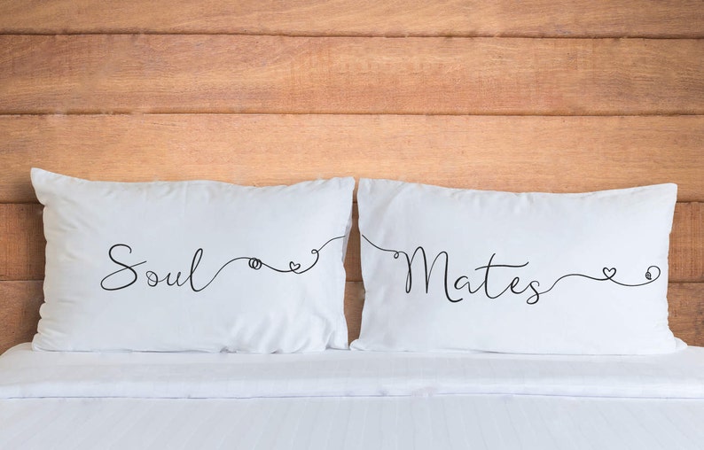 Pillowcases Gift for Newlyweds His and Hers Pillow Soul Mates image 2