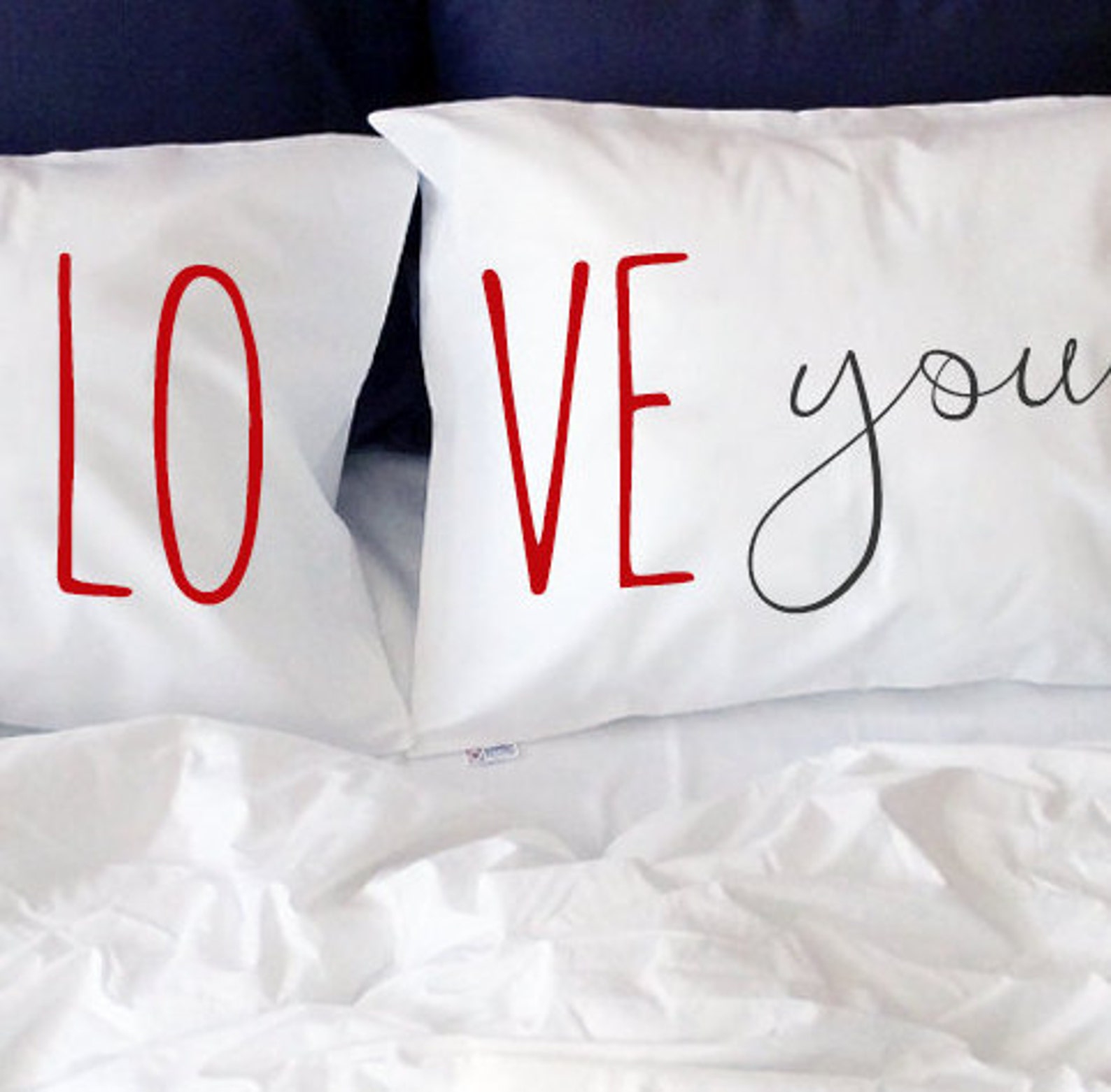 Pillowcases I Love you couple pillow 1st or 2nd year cotton Etsy