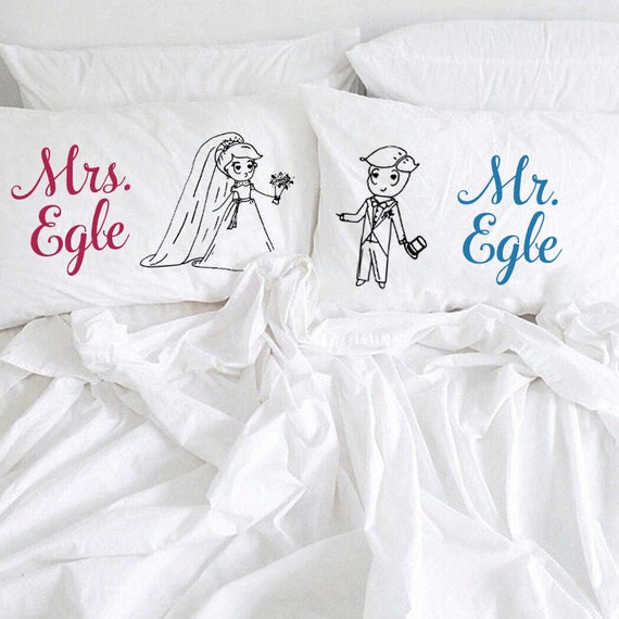 Wedding Pillowcases Personalized Wedding Gift Engagement Etsy