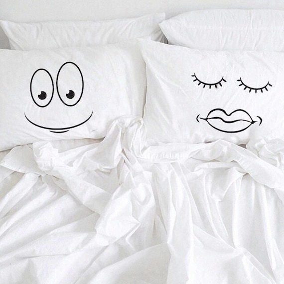 Funny Positive Couple Pillowcase His Her Pillow Cases Gifts Etsy