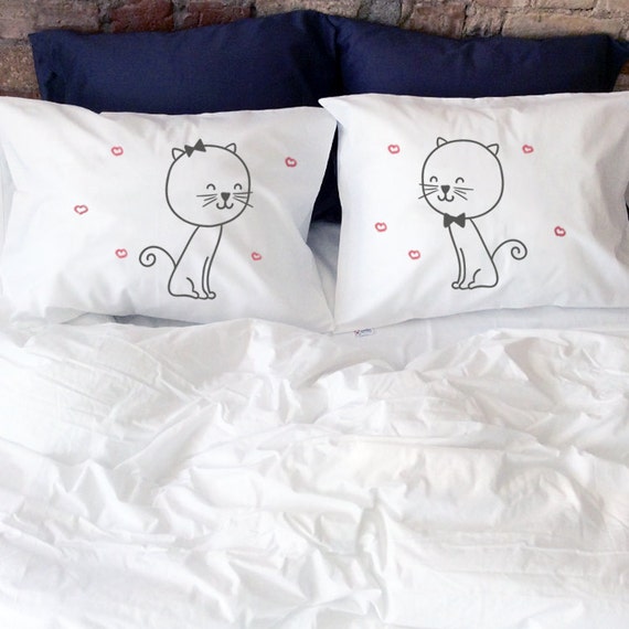 Federe Cuscini 60 X 80.Couple Pillow Case With Cats His Her Couples Pillow Cases His Etsy
