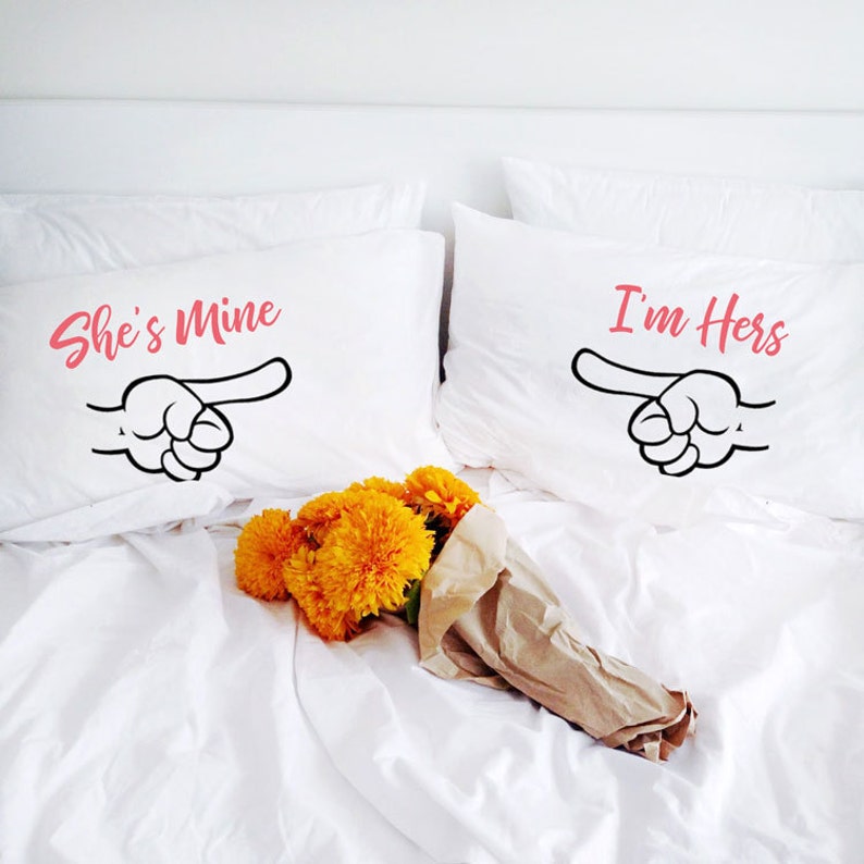 gifts lesbian wedding gift She's Mine I'm Hers and Hers pillowcas...