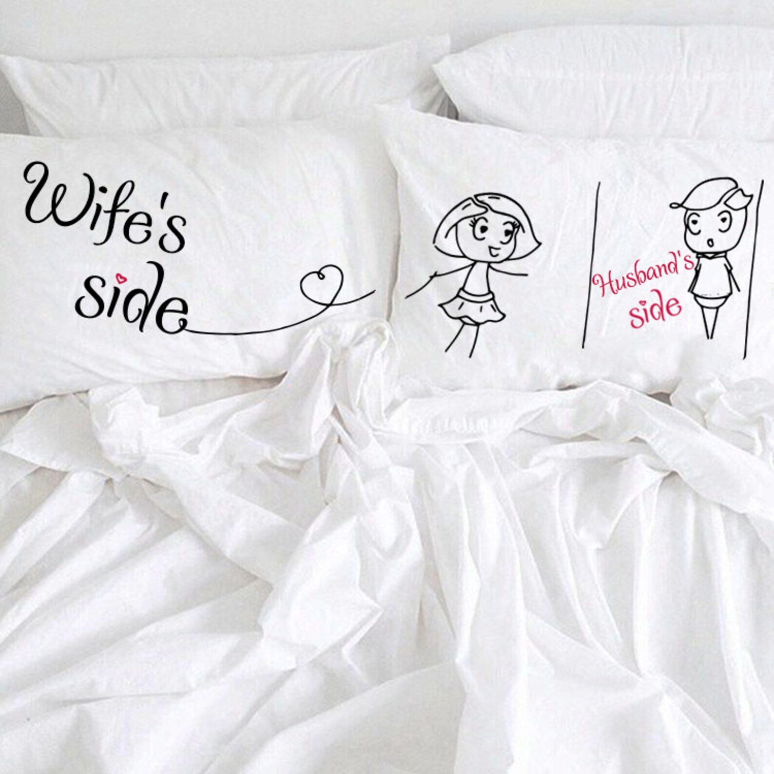 Husband and Wife Couple Pillow Case His Her Couple Pillowcases Etsy