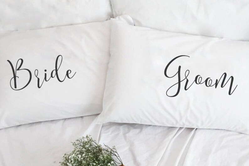 Wedding gift for Newlywed Couple Pillowcases cotton anniversary gift Bride and Groom Engagement gift 2nd Anniversary gift couple pillow case