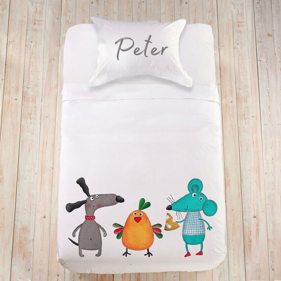 Animal Duvet Cover Kids Bedding Set Watercolor
