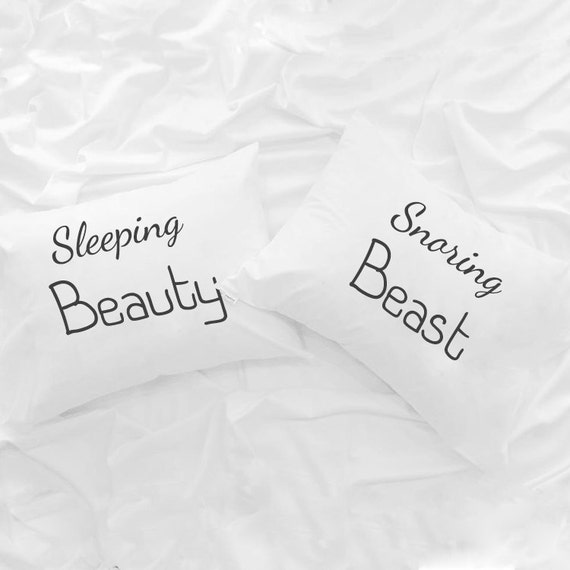 Sleeping Beauty Snoring Beast Couple Pillowcases His and Hers | Etsy