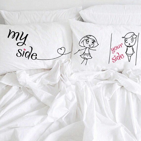 Hers couple pillow pillowcases 2nd Gay Couple Pillowcases My side, your
