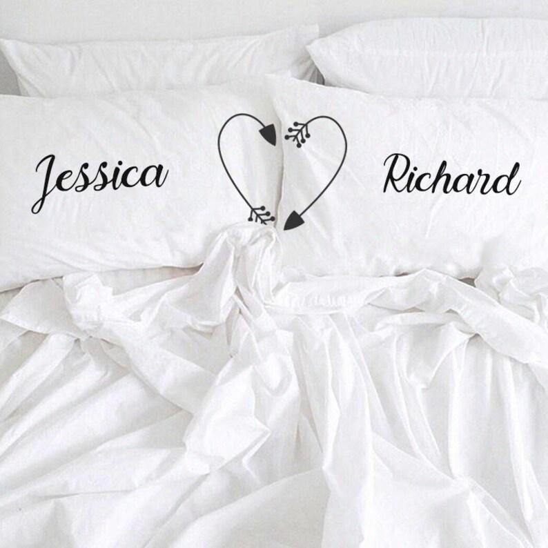 Personalized Couple Custom Names Pillow His Her Pillowcases Etsy