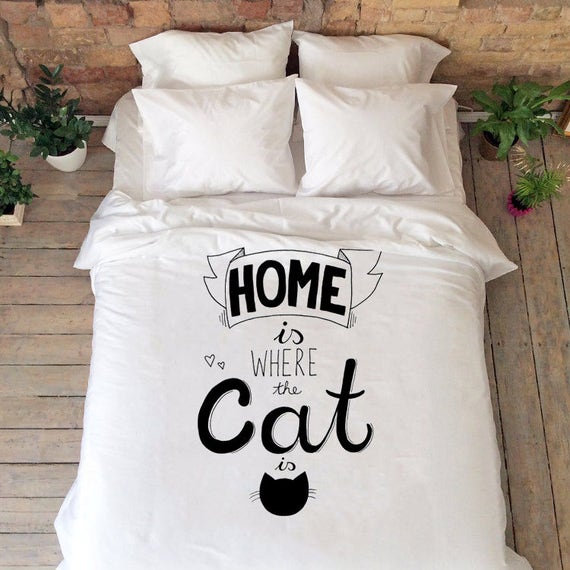 Meow Cat Bedding Set Queen King Full Double Duvet Cover Kitty Etsy