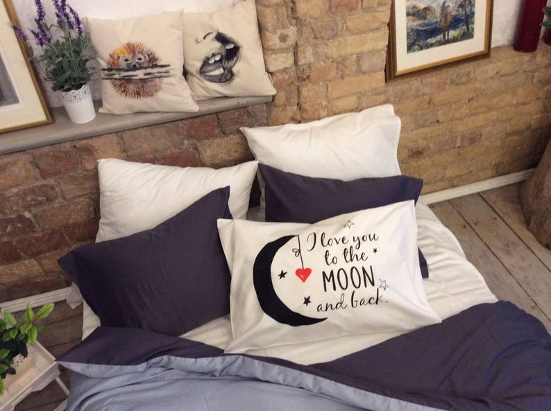 I Love You to the Moon and Back Pillow Long Distance Etsy