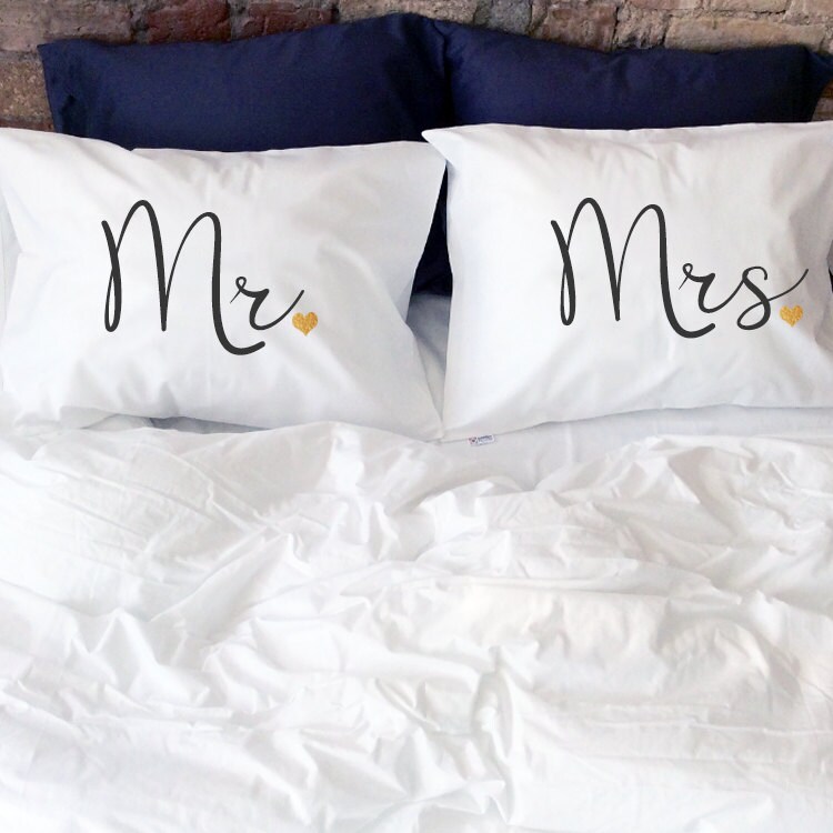 Mr and Mrs Pillowcases Gift for Newlyweds 2nd Year Cotton Etsy
