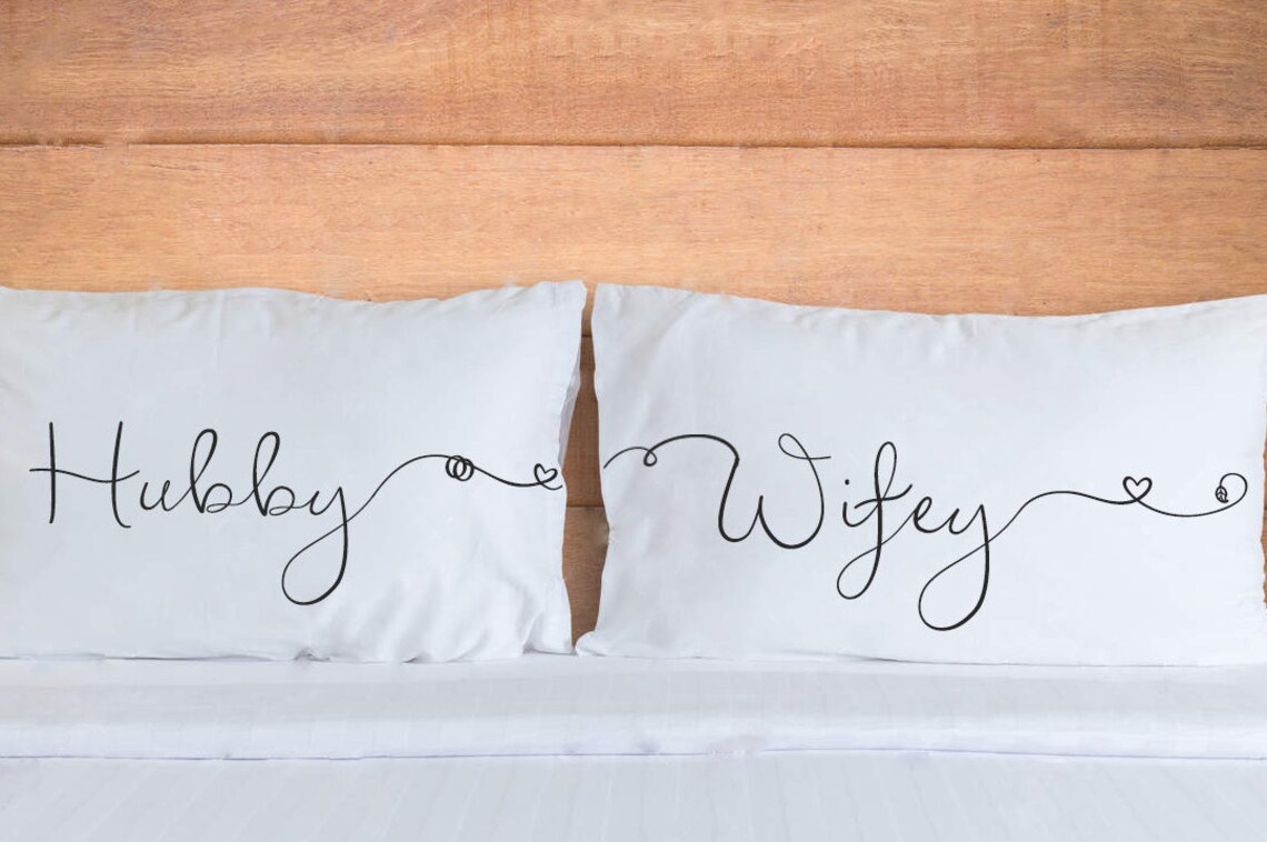 Pillowcases Wedding Gift Hubby Wifey Pillow cases Husband and Etsy