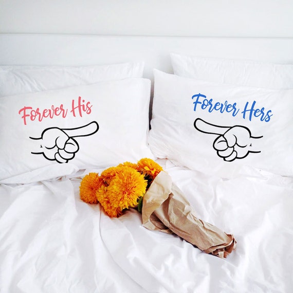 girlfriend boyfriend gift 2nd anniversary Couples Gifts His Hers Pillowcases Couple Pillowcases cotton anniversary gifts wedding gift