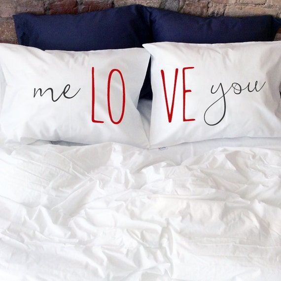 Pillowcases I Love you couple pillow 1st or 2nd year cotton Etsy