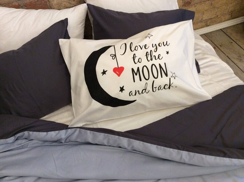 I Love You to the Moon and Back Pillow Long Distance Etsy