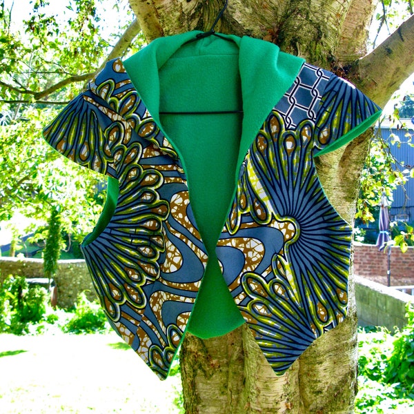 Weste mit Kapuze // Swirl Muster // Afrikanischer Print // Ankara Top // Batik // Weste // Boho Style // Festival Fashion