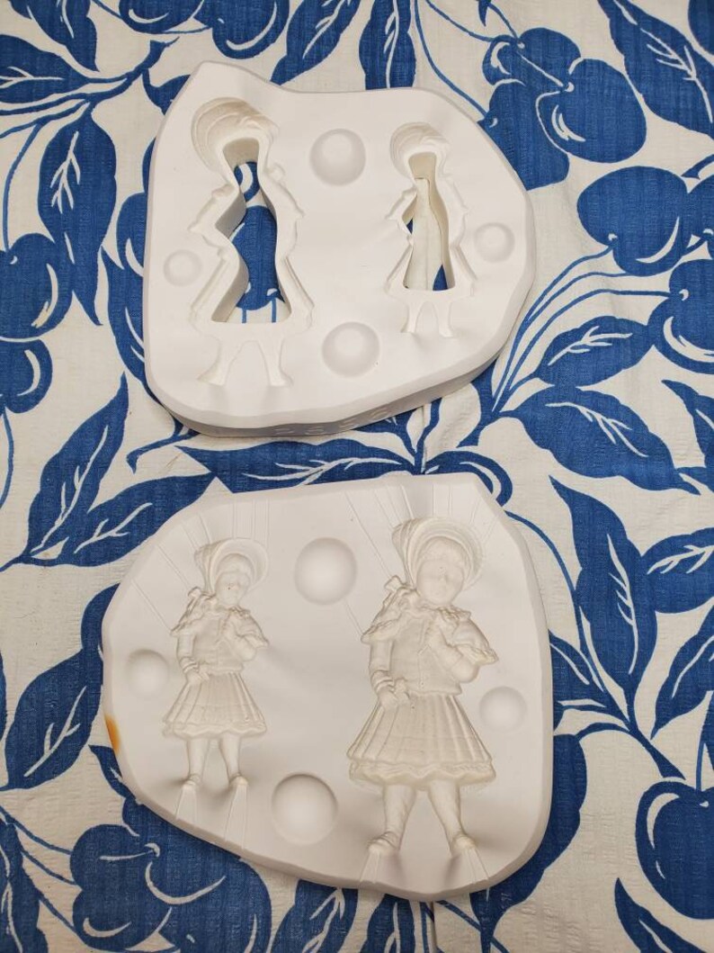 Vintage Ceramic Slip Mold Bell Molds 2656 Two Small Dolls 3 and 4 Sizes