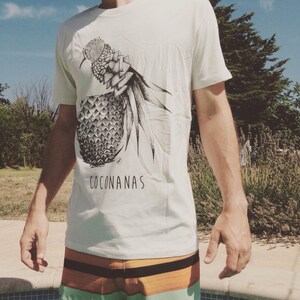 COCONANAS T shirt Men white vintage parrot pineapple cool tropical cute original image 5