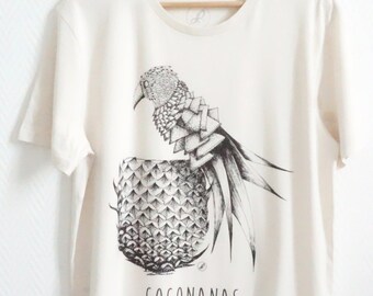 COCONANAS - T shirt Men - white vintage parrot pineapple cool tropical cute original