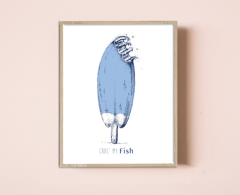 croc my Fish fish surfboard waves poster US LETTER image 1