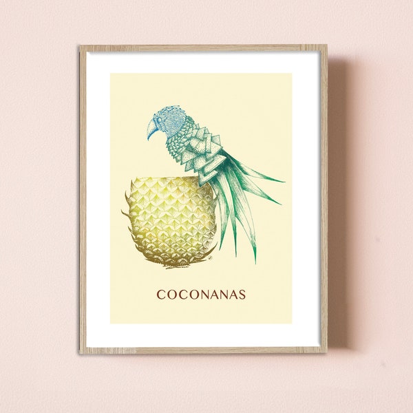 Affiche Coconanas - perroquet ananas couleur graphisme