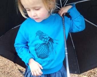 Cute sweatshirt COCONANAS pineapple and parrow for girls ans boys - blue electric