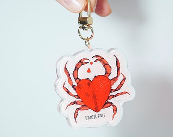 Transparent crab key ring