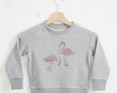 Cute Sweat shirt pink parrot girly - grey - Digital print