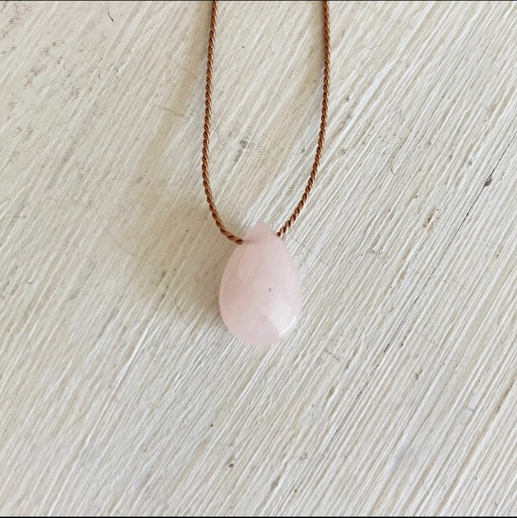 Rose Quartz Fine Cord Necklace Heart Chakra Etsy