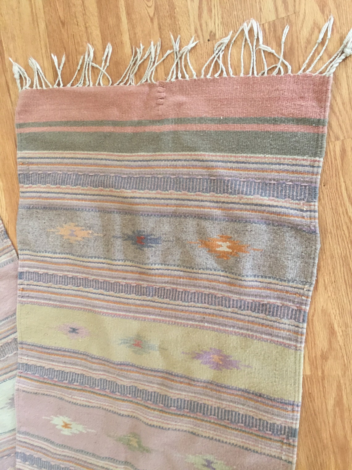 Navajo Rug 120 Runner Hand Woven Fringed Vintage Wear Etsy 日本