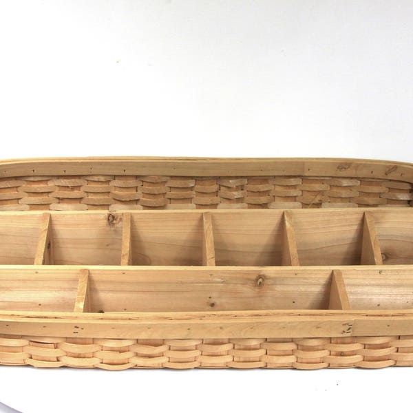 Large 2FT Well-Made Organizer Basket Handmade Tiered Woven Wood Desktop Organization Divided Storage Country Cottage Decor ~ Decades Dance