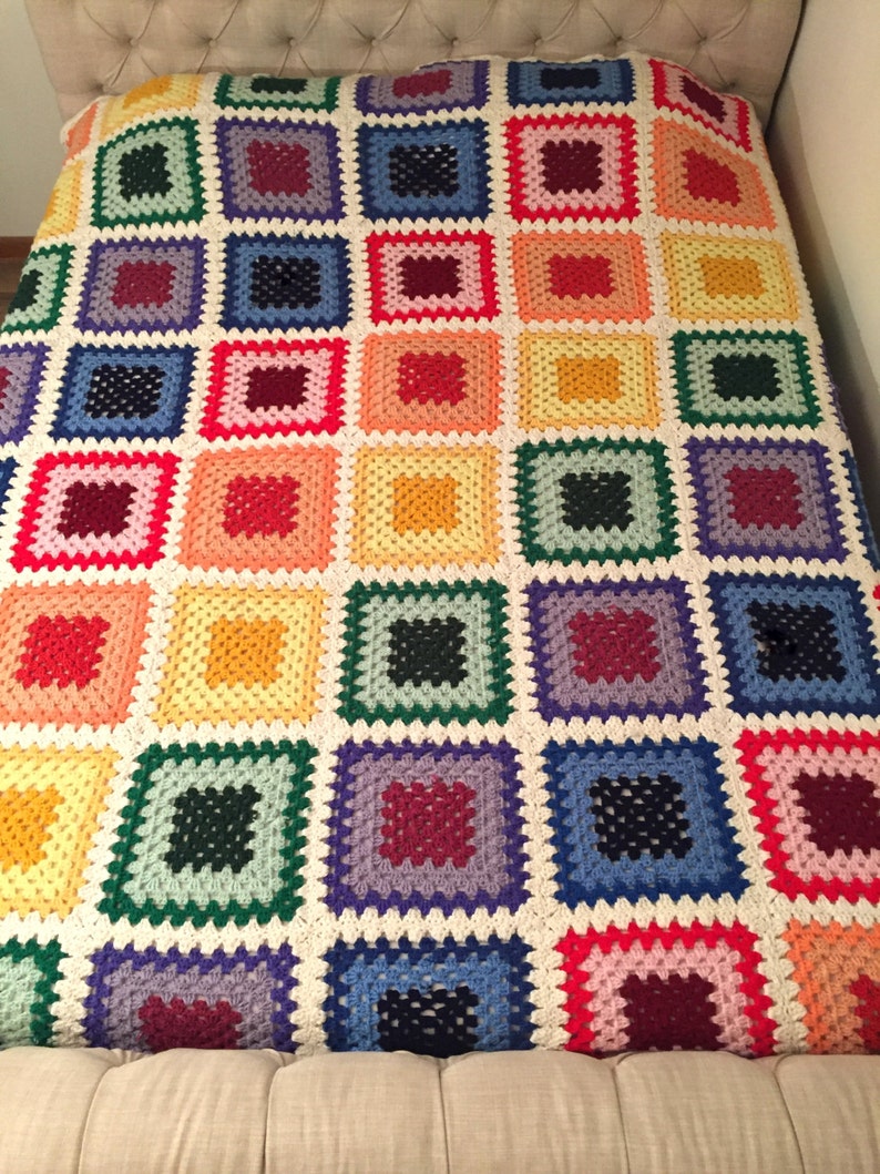 90 x 84 King Queen Size Granny Square Crochet Blanket Afghan Etsy