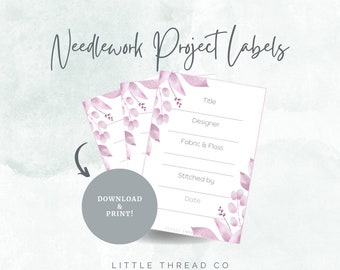 Etiquetas imprimibles para proyectos de bordado – Seguimiento de costuras con descarga digital – Tarjeta organizadora de manualidades con temática de eucalipto