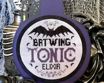 Tónico Bat Wing - Etiqueta de boticario - Patrón de punto de cruz en PDF - Descarga digital