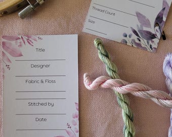 Juego de etiquetas de costura • Tarjetas para proyectos de bordado + Etiquetas de tela • Paquete de organización de punto de cruz