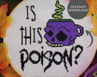 ¿Es este veneno? Patrón de punto de cruz, descarga instantánea en PDF, espeluznante, Halloween, gótico.